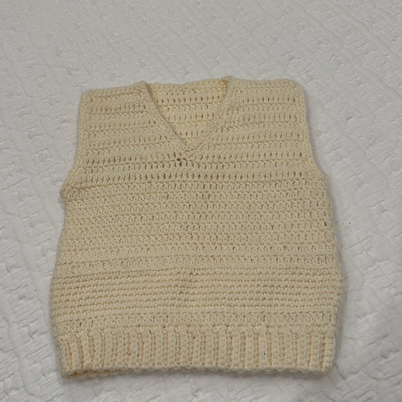 Vintage Hand Made Crochet Knit Vest Ivory Cream 1950’s 60’s Like New - Picture 5 of 10